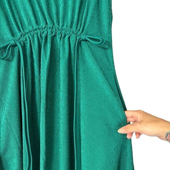 Athleta Emerald Green Echo Midi Dress Size Medium Ruched Waist Maxi Tank - Picture 5 of 13